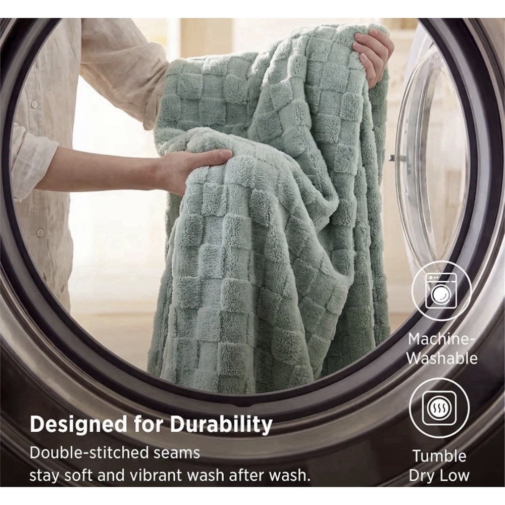 Bedsure Fleece Throw Blanket 50" x 60" Sage Green Cozy Lightweight Super Soft - Picture 4 of 5